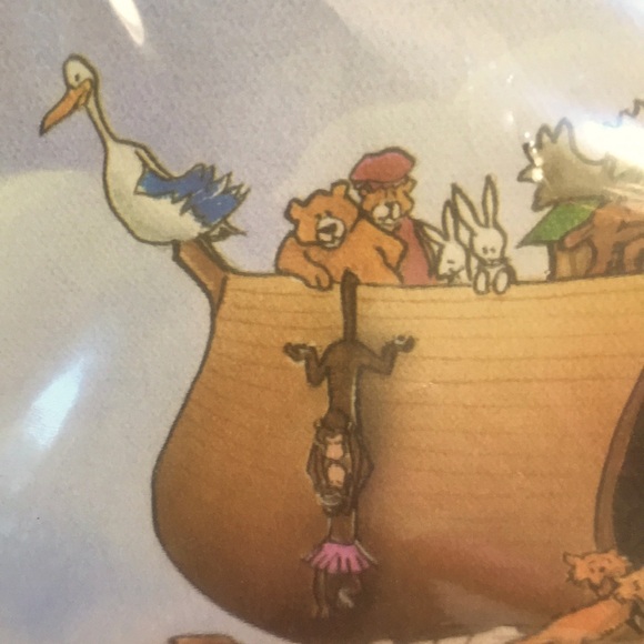 Noah’s Ark Canvas Painting Wood Frame Nursery Kids Room Wall Art - Picture 8 of 16